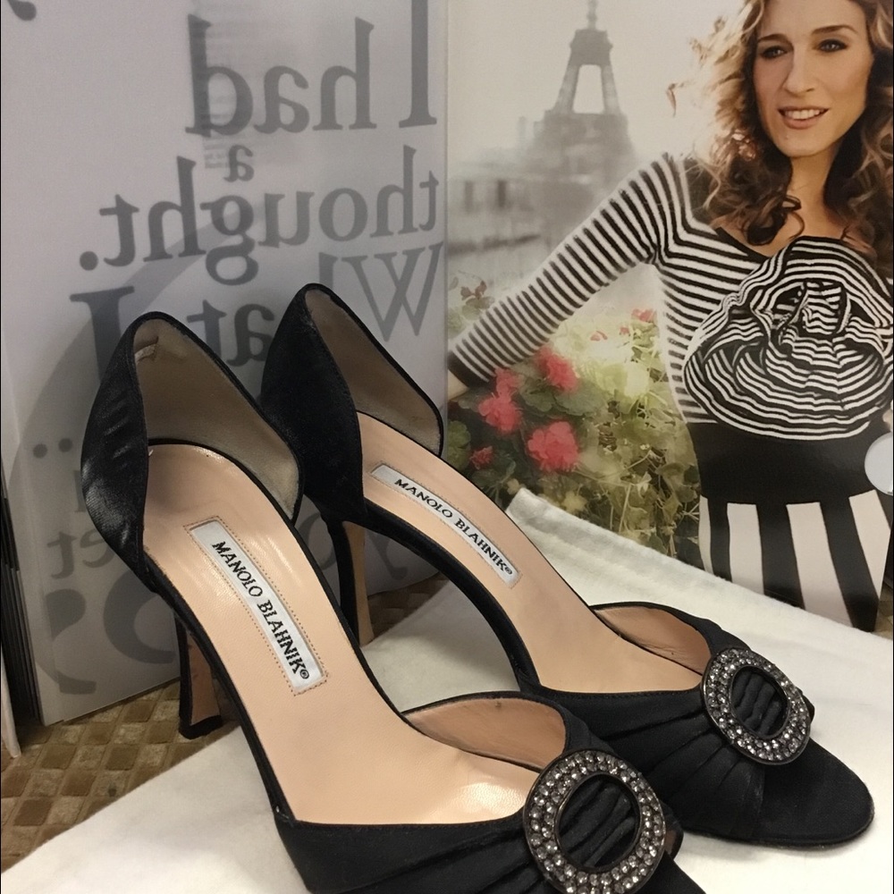 Manolo Blahnik Black Sedaraby D’Orsay heels.